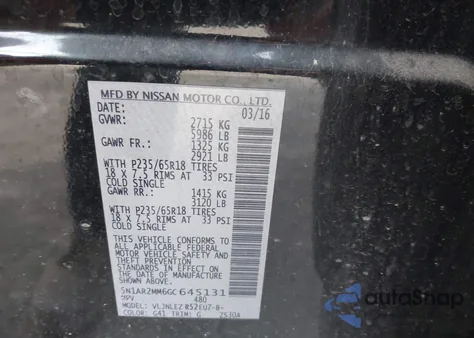 2016 Nissan Pathfinder Sv from USA, damaged, VIN 5N1AR2MM6GC645131